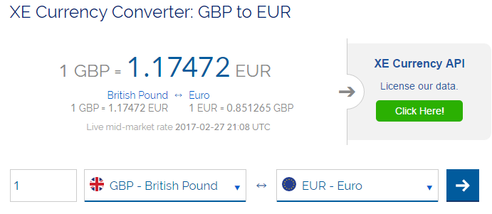 Exchange rate GBP-EUR